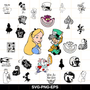 Pacchetto SVG Alice nel Paese delle Meraviglie, Alice Svg, Principessa svg, Clipart Alice nel Paese delle Meraviglie, Download digitale Alice nel Paese delle Meraviglie
