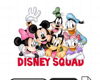 Disney Squad PNG, Mickey Minnie Donald Goofy Daisy Pluto Friends Group Sublimation Design, Cute Disney Characters Digital Download