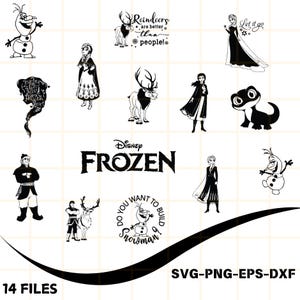 Frozen Svg Bundle SVG PNG DXF Clipart Frozen Digital Download Elsa Olaf Anna Frozen Instant Download