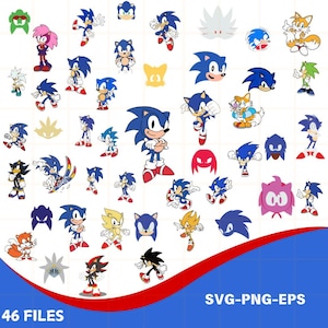 Sonic the Hedgehog Bundle Svg, Sonic Face Svg, Sonic Head Svg, Layered Svg, Cricut, Silhouette Vector Cut File