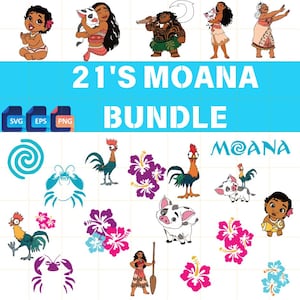 Moana clipart PNG, Moana gelaagde SVG, prinses Moana verjaardag, Moana Maui print, Moana cartoon
