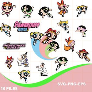 Powerpuff Girls Svg Bundle, Powerpuff Png, Powerpuff Girls SVG, Powerpuff Girl Cricut Files, The Powerpuff Girls Svg, Super Girl Png