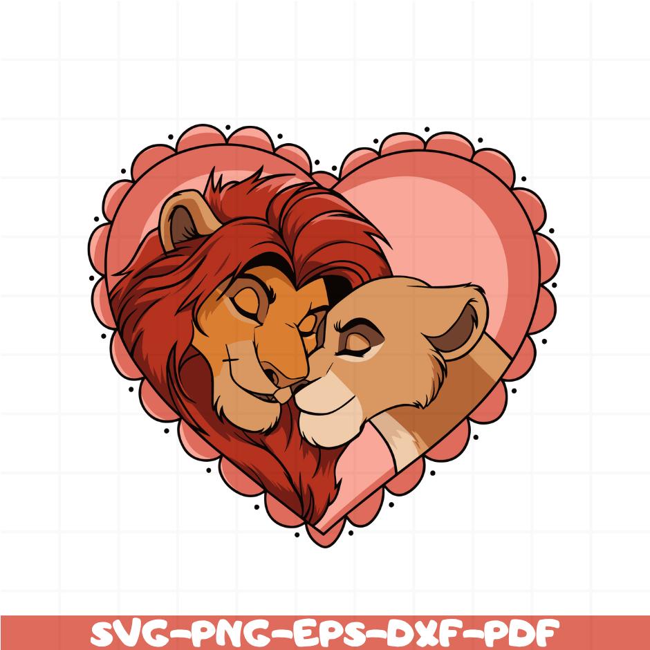 Lion Couple Heart SVG: Romantic Valentine's Day Clipart (Digital Download