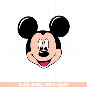 Mickey Mouse gezicht SVG, Disney PNG-clipart, cartoon hoofd gesneden bestand, schattige muis EPS, Cricut silhouet dxf ontwerp, schattig bestand