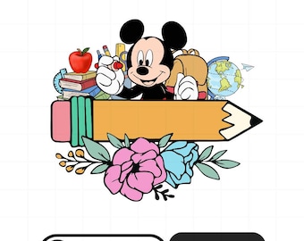 Mickey Mouse Pencil PNG: Back to School Teacher Design (Digital Download