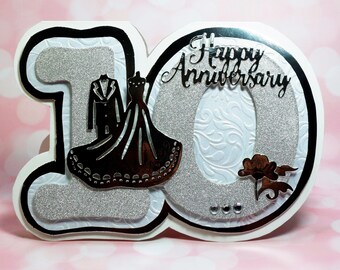 10th anniversary card, wedding anniversary for friends, wishes for 10 wedding anniversary, personalized luxury 3d dimensional cards