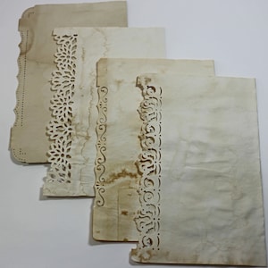 12 coffee dyed paper for junk journals, die cut lace papers for scrapbooking, scrapbook ephemera