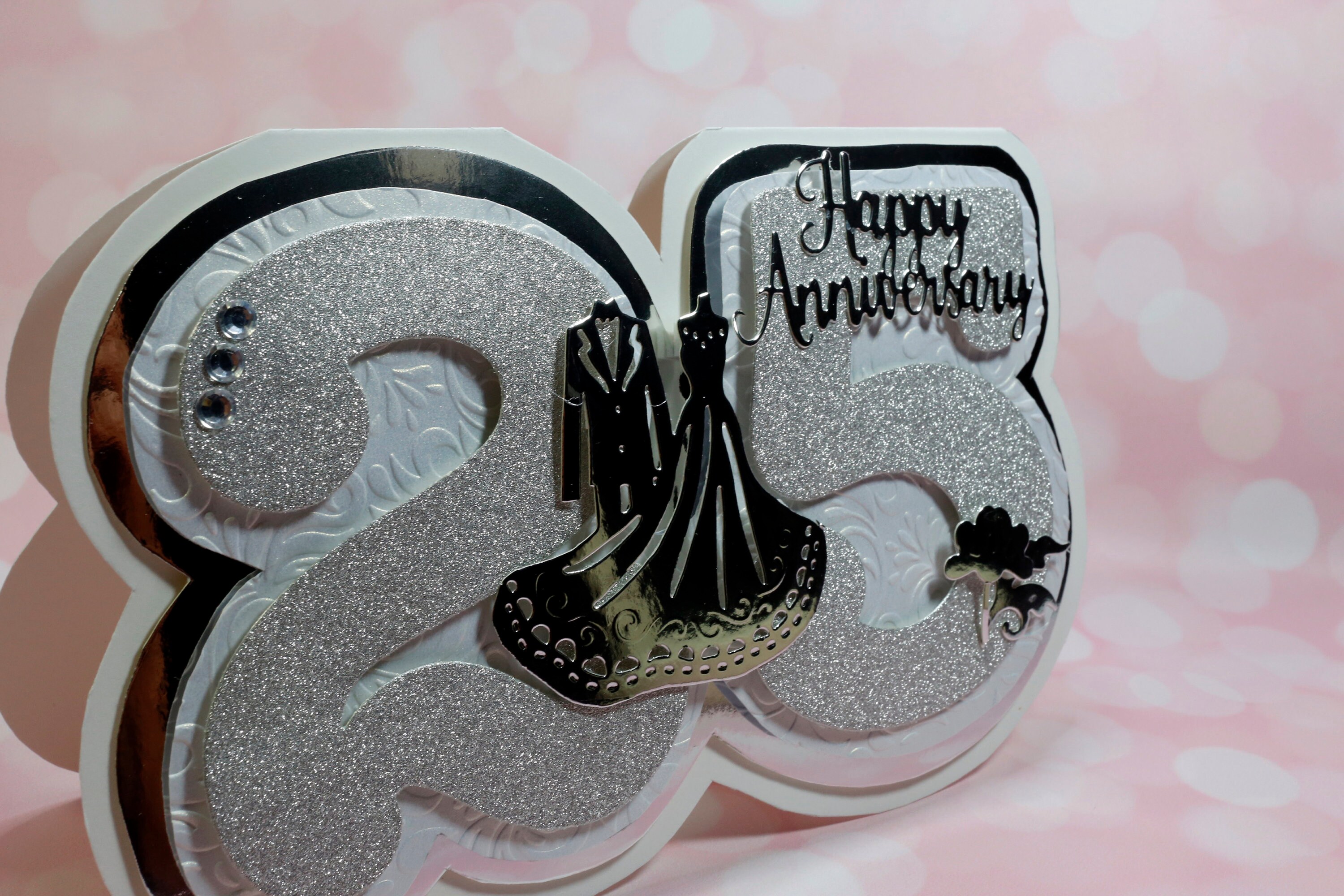 25th Anniversary Card, Silver Anniversary Large Card Handmade, Wedding ...