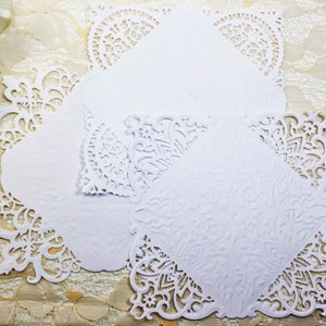 15 junk journal paper doilies, embossed cardstock lace ephemera, dies cuts scrapbook supplies, album embellishments, diary elements