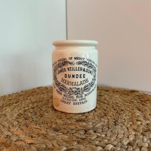 Antique James Keiller & Sons Dundee Marmalade stoneware crock, rolled lip