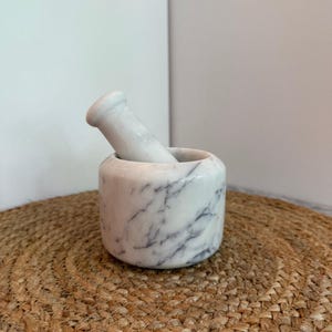White marble mortar and pestle set