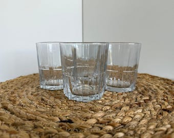 Vintage French Duralex Picardie “Jazz” clear tumbler glasses, 7 oz, set of 4
