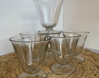 Vintage Depression glass parfait glasses, set of 6, market “G” on base