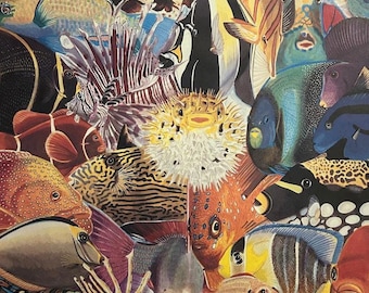 3 hojas de papel de regalo de lujo con diseño de peces marinos elaborado por Animal Awareness