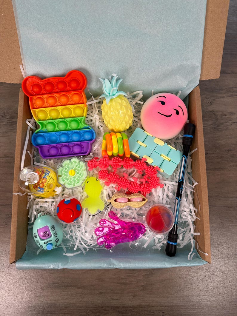 Box For Fidgets Fidget Toy Gift Box Containing 15, 10 or 5 Toys Autism ADHD Stress ...