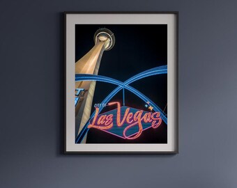Viva Las Vegas: decoración de pared, inspiración para viajes, ambiente hogareño, regalo para viajeros, impresión artística de neón