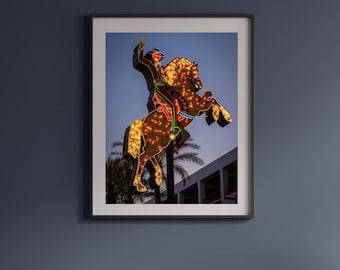 Vaquero de neón: ilustraciones de vaquero de neón vintage, carteles de satén para decoración occidental, arte de pared occidental, idea de regalo única, decoración del hogar y la oficina