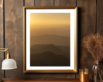 Atardecer en South Rim - Big Bend, arte mural paisajístico, decoración estética del hogar de Texas, regalo para amantes de la naturaleza, arte minimalista