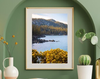 Lago Tahoe: arte mural natural, decoración del hogar, regalo fotográfico, decoración de cabañas, impresión de paisaje de lago, ambiente al aire libre