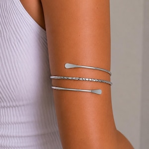 Adjustable Open Cuff Upper Arm Bracelet | Gold Arm Cuff | Silver Arm Cuff | Gift for Her | Easter | Concert | Festival | Boho Chic