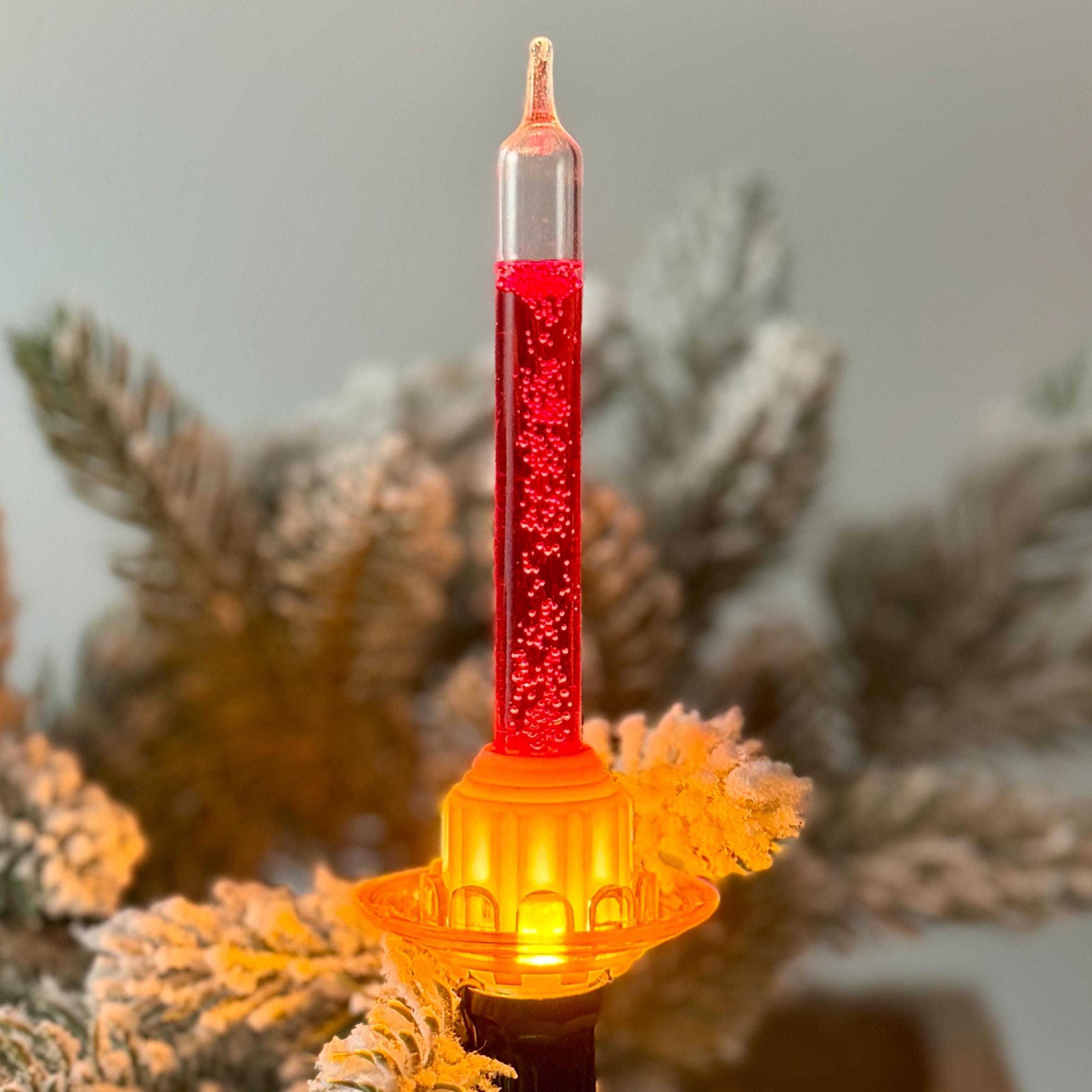 Vintage 1940s Paramount Kristal Snow Oil Bubble Light: Red Tube & Yellow Ring