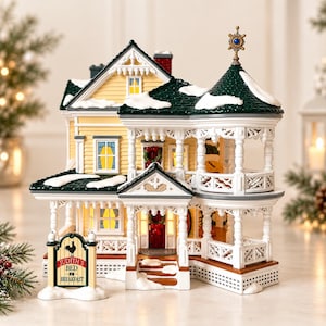 Dept 56 Carpenter Gothic Bed & Breakfast 55043, Original Snow Village Christmas House, Lighted Victorian Building with Box