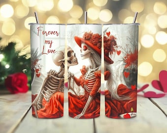 Skeleton Couple Tumbler Wrap, Eternal Love, Valentine's Day Design (Digital Download)