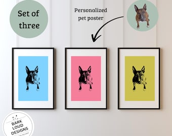 Custom pet portrait from photo, pop art personalized, dog portrait, cat portrait, pet memorial gift, pet art, custom pet drawing poster