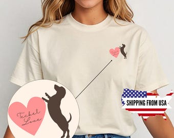 Dachshund T-Shirt for Doxie Moms – Weener Love Tee, Pocket Print Teckel Gift, Cute Doxie Dog Shirt for New Owners & Dachshund Lovers