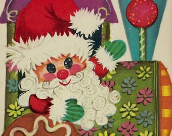 Vintage Hawthorne Sommerfield Coming Your Way! Santa Claus Train Conductor Unused Christmas Holiday Greeting Card