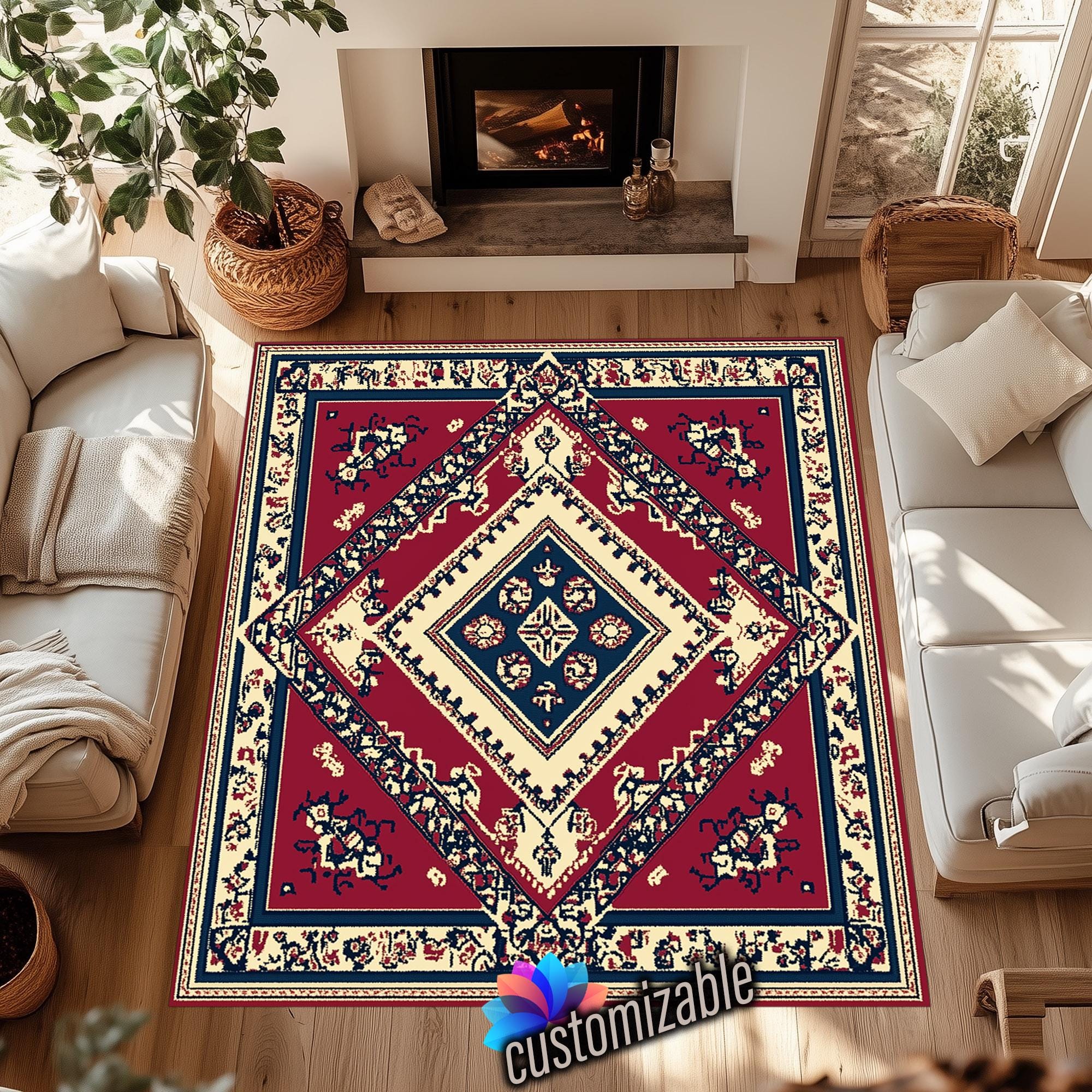 Black Red Design Rug, Black Red Rug, Red Black Rug, Black Red Themed ...