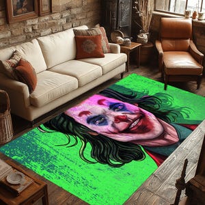 Joker,Tapis Joker,Tapis artistique Joker,Tapis Joker,Tapis pour cartes Joker,Tapis pour salon,Tapis décoration d'intérieur,Tapis de film,Décoration de salle de cinéma,Tapis cadeau Joker