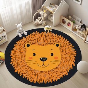 Löwen-Babyteppiche, runder niedlicher Baby-Dekorationsteppich, runder niedlicher Baby-Löwenteppich, runder weicher Baby-Löwenteppich, runder Spielzimmermattenteppich, Spielzimmermattenteppich