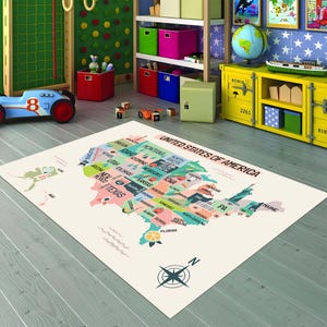 Tapis éducatif pour enfants, tapis de cartes du monde, tapis des États-Unis, tapis de jeu d'enfants, tapis de décoration d'intérieur, carpette, tapis modernes, tapis de chambre de garçon