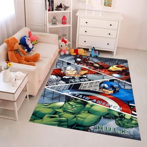 Superhero, Superhero Rug, Spiderman Rug, Super Hero Rug, Hulk Rug, Thor Rug,Captain America Decor, Ironman Rug, Kids Room Rug, Spidey Rug