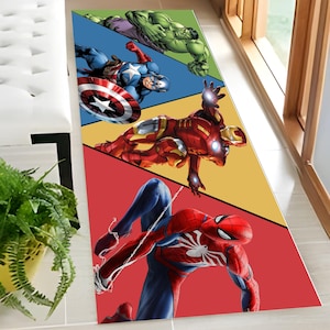 Superhero, Superhero Runner, Spiderman Rug, Super Hero Rug, Spider Man Rug,Hulk Rug,Thor Rug,Captain America Decor,Ironman Rug,Kids Room Rug