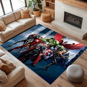 Super Hero Rug, Superhero Living Room Carpet, Superhero Kids Room Rug, Hulk, Iron Man Rug