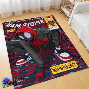 スパイダーマン、アメイジングスパイダーマンラグ、アメイジングスパイダーマンラグ、スパイダーマンラグ、漫画キャラクターラグ、子供部屋用アメイジングラグ、イエローレッドスパイダーマンラグ