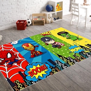Superhero, Superhero Rug, Spiderman Rug, Super Hero Rug, Hulk Rug, Thor Rug,Captain America Decor, Ironman Rug, Kids Room Rug, Spidey Rug