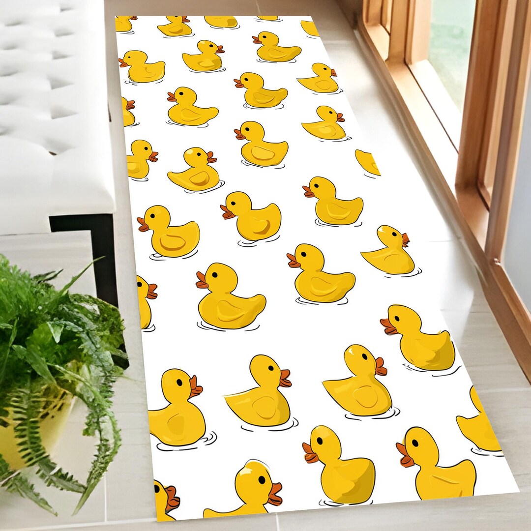 Cute Yellow Duck Runner Rug – Cartoon Duck Pattern Hallway Mat ...