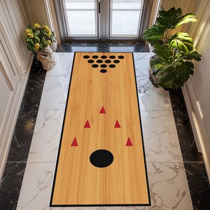 Bowling Lane Runner Rug: Washable Non-Slip Velvet Bowling Decor