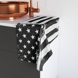 Patriotic Hand Towel, American Flag Kitchen Decor, USA Tea Towel, Fourth of July Gift, Independence Day Decoration, Red White Blue Towel