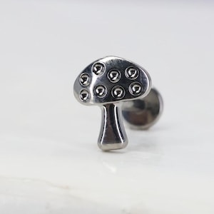 Titanium ASTM F136 (in149) Mushroom, Toadstool Internally Threaded 1.2mm (16ga) Suitable Conch, Helix, Cartilage, Tragus, Lobe