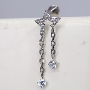 Titanium ASTM F136 (in328) Zirconia Star Internally Threaded Attachment 1mm-1.6mm (18ga-14ga)  Conch, Helix, Cartilage, Tragus