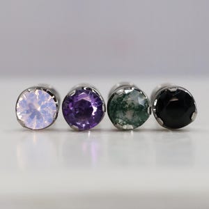 Titan ASTM F136 Naturstein Amethyst, Quarz, Moosachat, Onyx Innengewinde Aufsatz 1,2 mm (16ga) Muschel, Helix, Knorpel