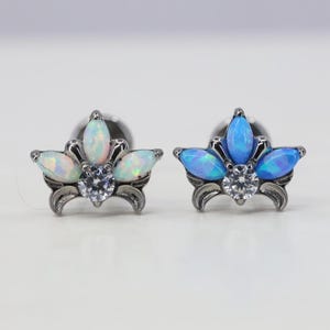 Titanium ASTM F136(in97) Zirconia Lotus, Flower  Internally Threaded Attachment 1.2mm (16ga) Suitable Conch, Helix, Cartilage, Tragus, Lobe