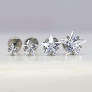 Acessório de rosca interna em estrela de titânio ASTM F136 Zircônia 1,2 mm (ga 16) Concha, Hélice, Cartilagem, Lóbulo, Tragus, Filtrum etc.