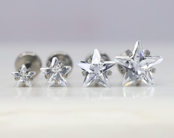 Titanium ASTM F136 Zirconia Star Internally Threaded Attachment 1.2mm (16ga) Conch, Helix, Cartilage, Lobe, Tragus, Philtrum etc