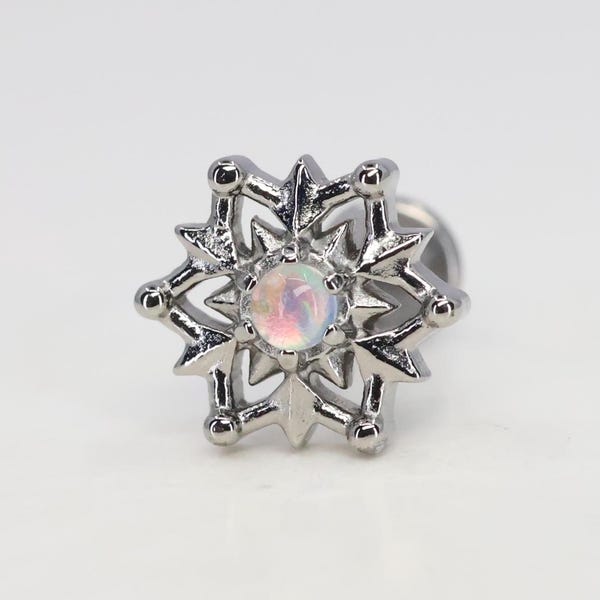 Titanium ASTM F136 (in15) Jelly Opal Star Internally Threaded 1mm-1.6mm (18ga-14ga) Suitable Conch, Helix, Cartilage, Tragus, Lobe