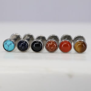 Titanium ASTM F136 (in57) Onyx, Tigers Eye, Turquoise, Sunstone Internally Threaded Attachment 1.2mm (16ga)